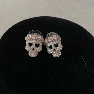 Betsy Johnson pink/gold skull earrings